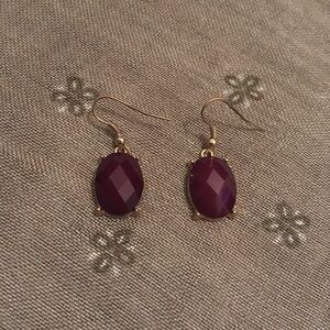 Jewelry - Vintage Burgundy Purple Dangle Hook Earrings